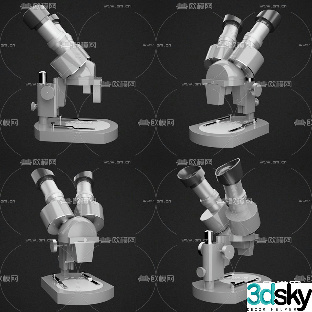 Modern microscope 3d model