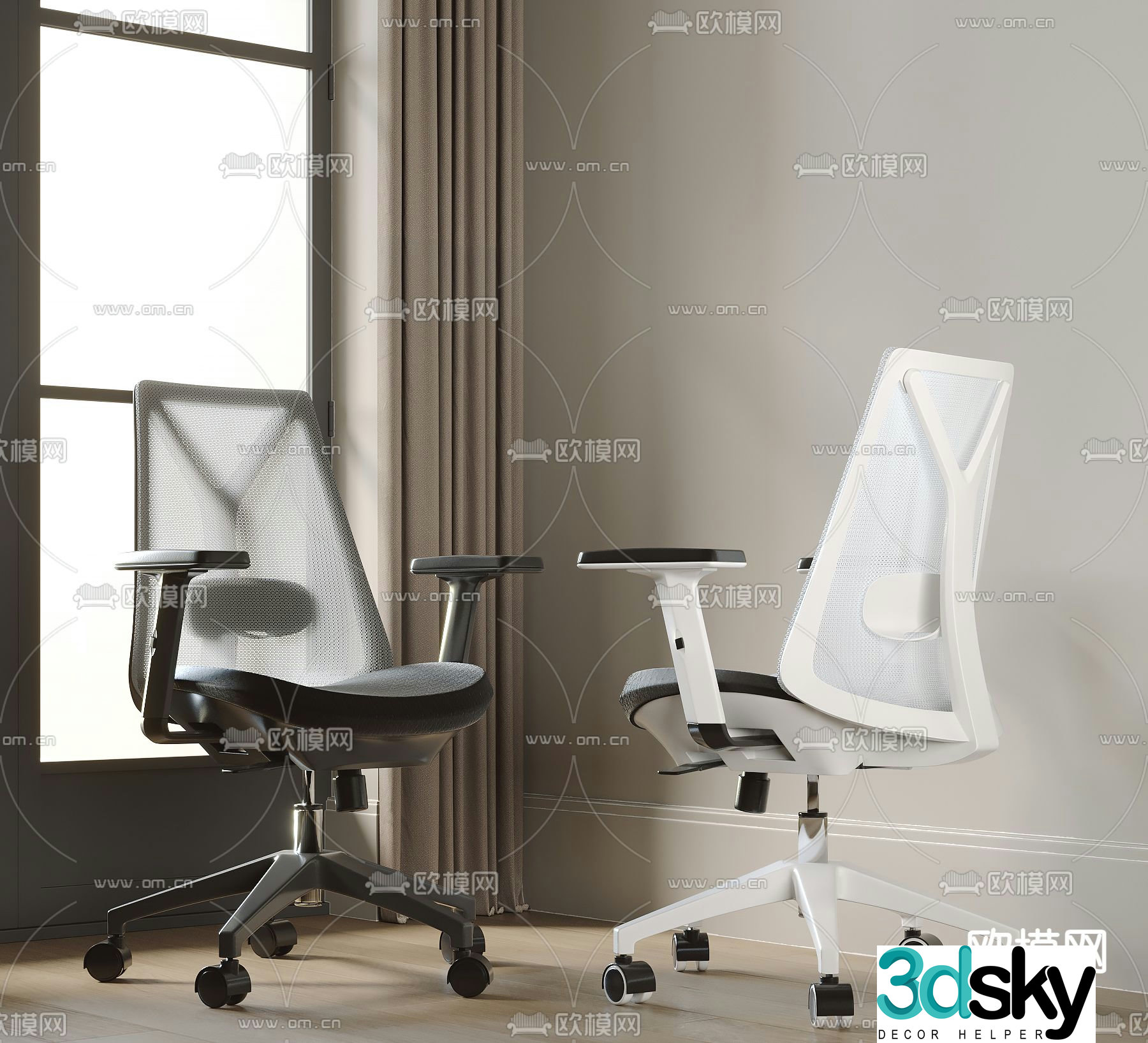 Modern office chair staff chair 3d model