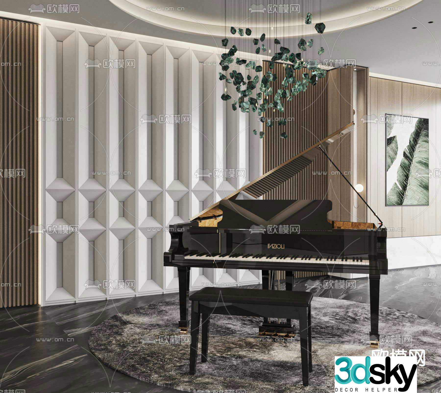 piano grand piano 3d model