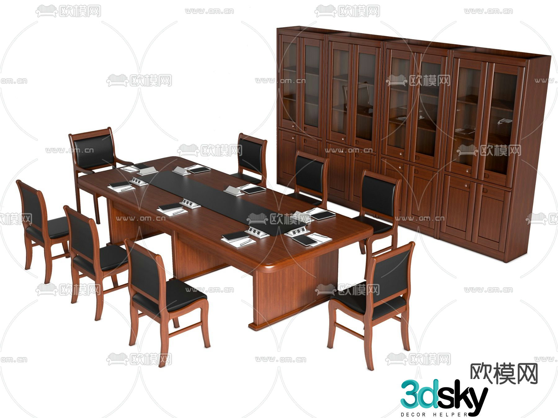 Modern conference table and chairs 3d model