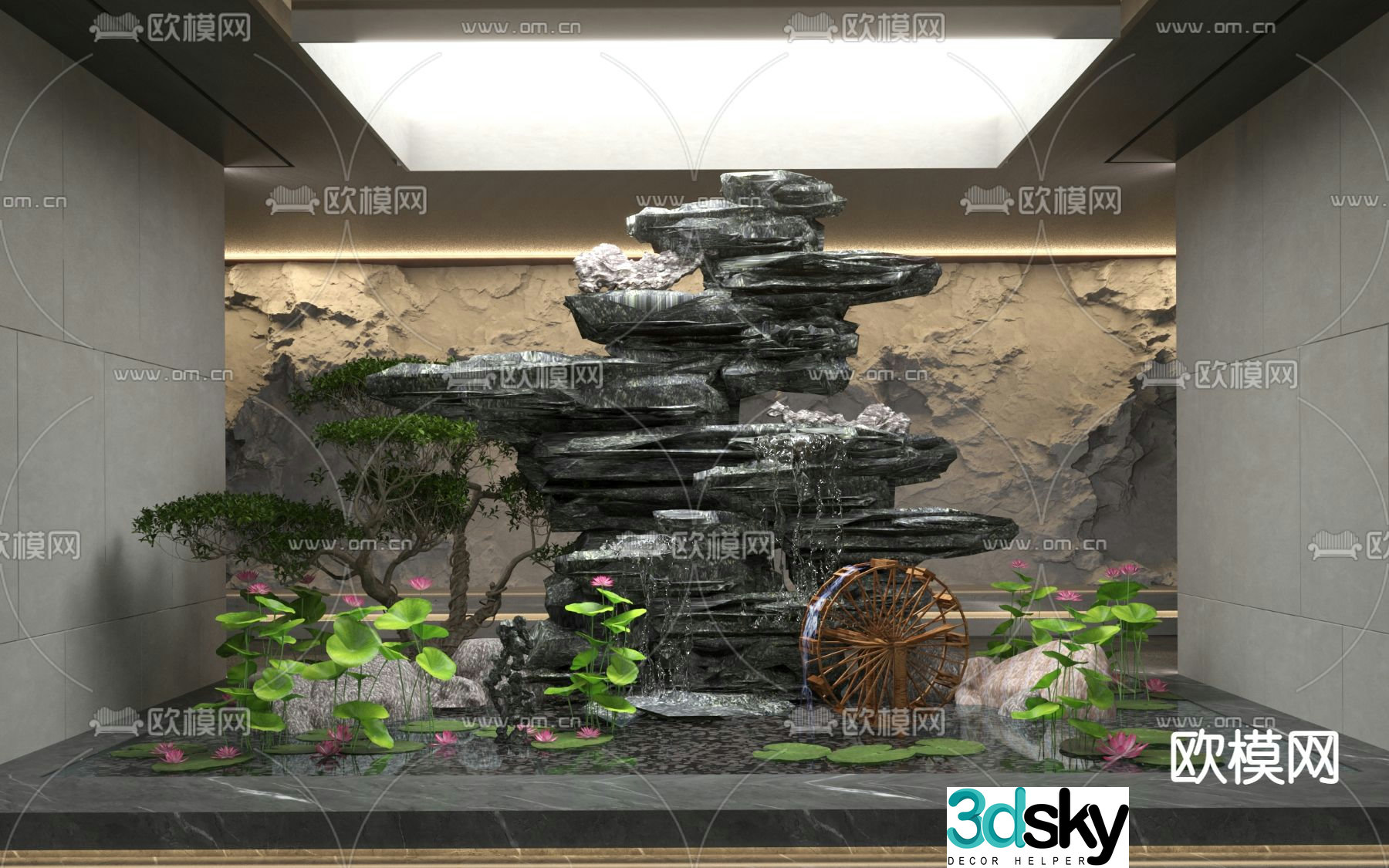 Waterscape rockery landscape sketch 3D model