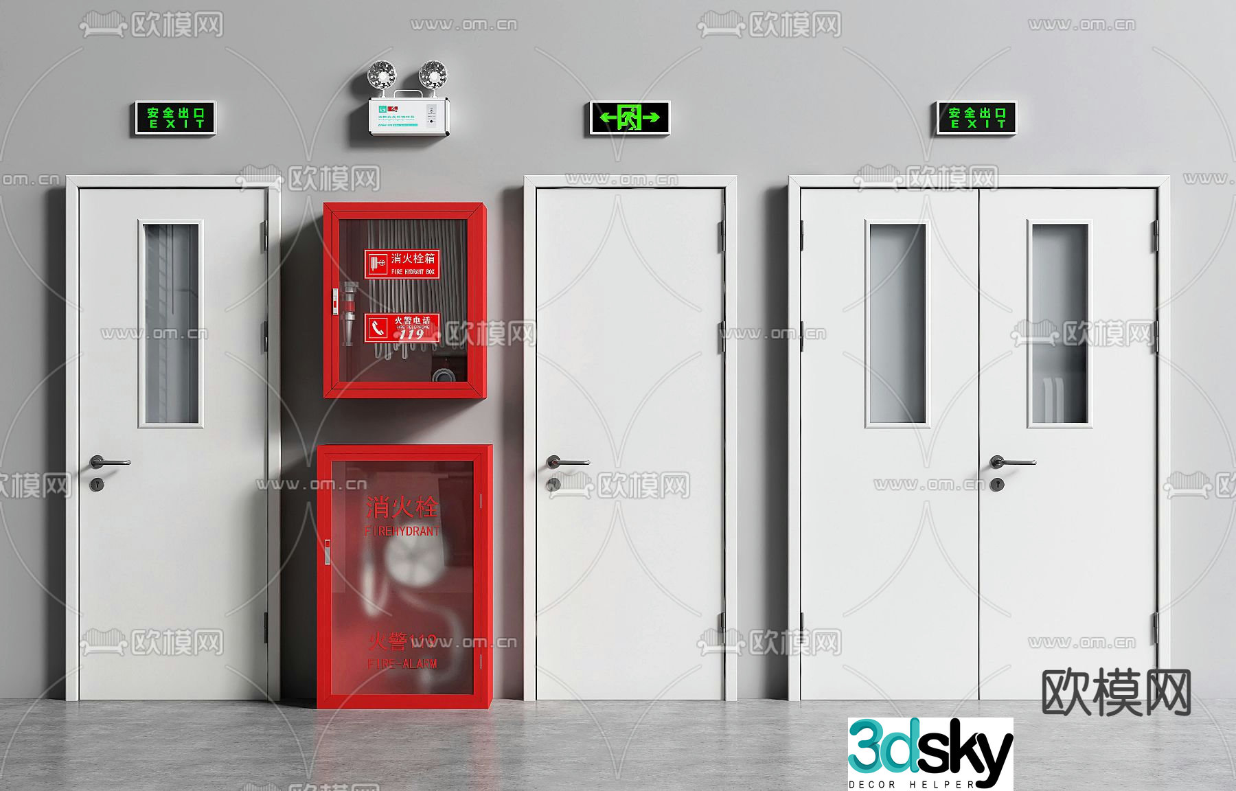 fire door fire door fire hydrant safety exit 3d model