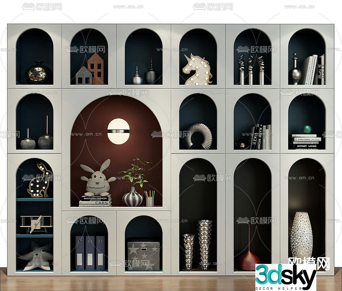 Nordic children’s bookcase display cabinet 3d model