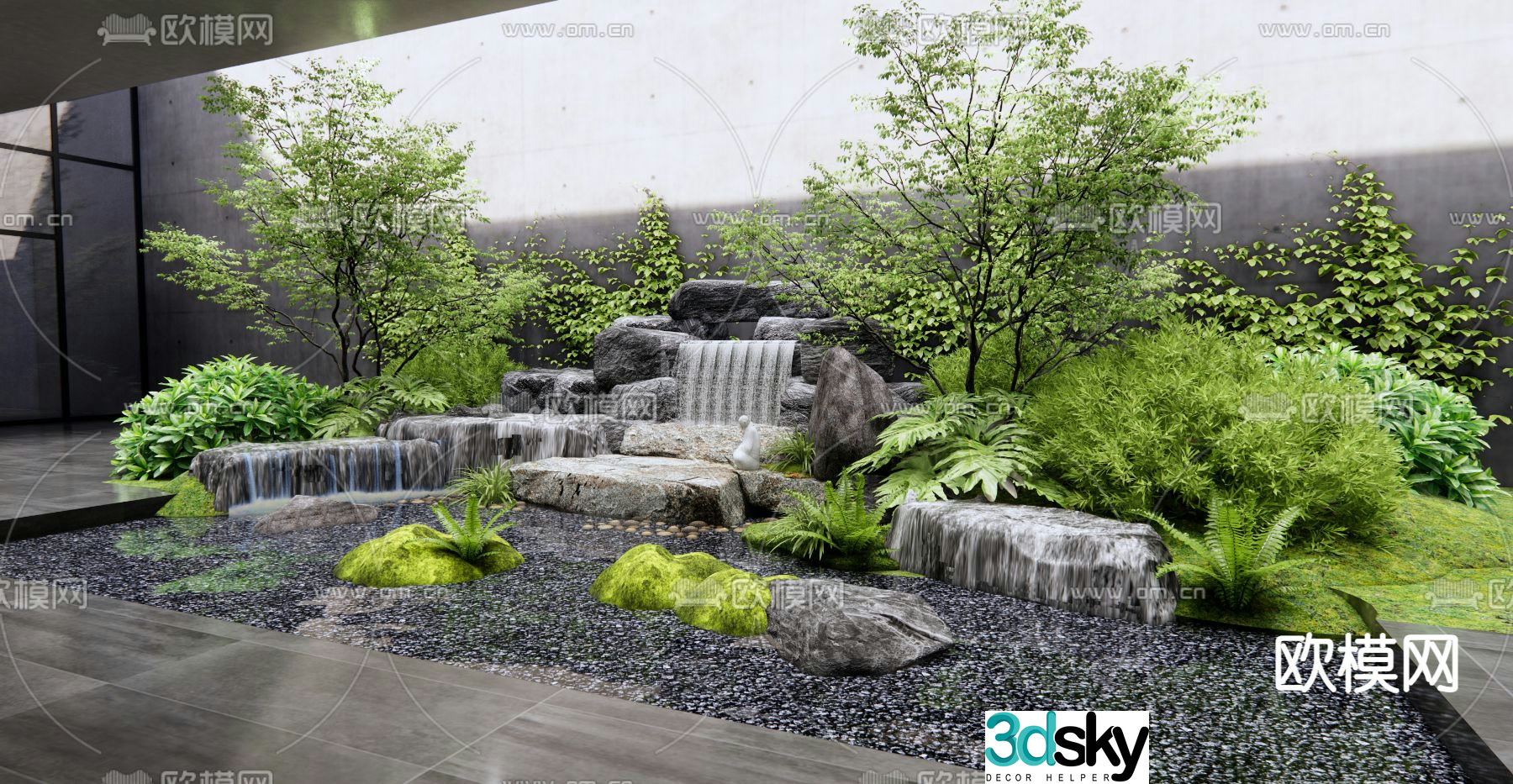 Rockery waterscape landscape sketch 3d model
