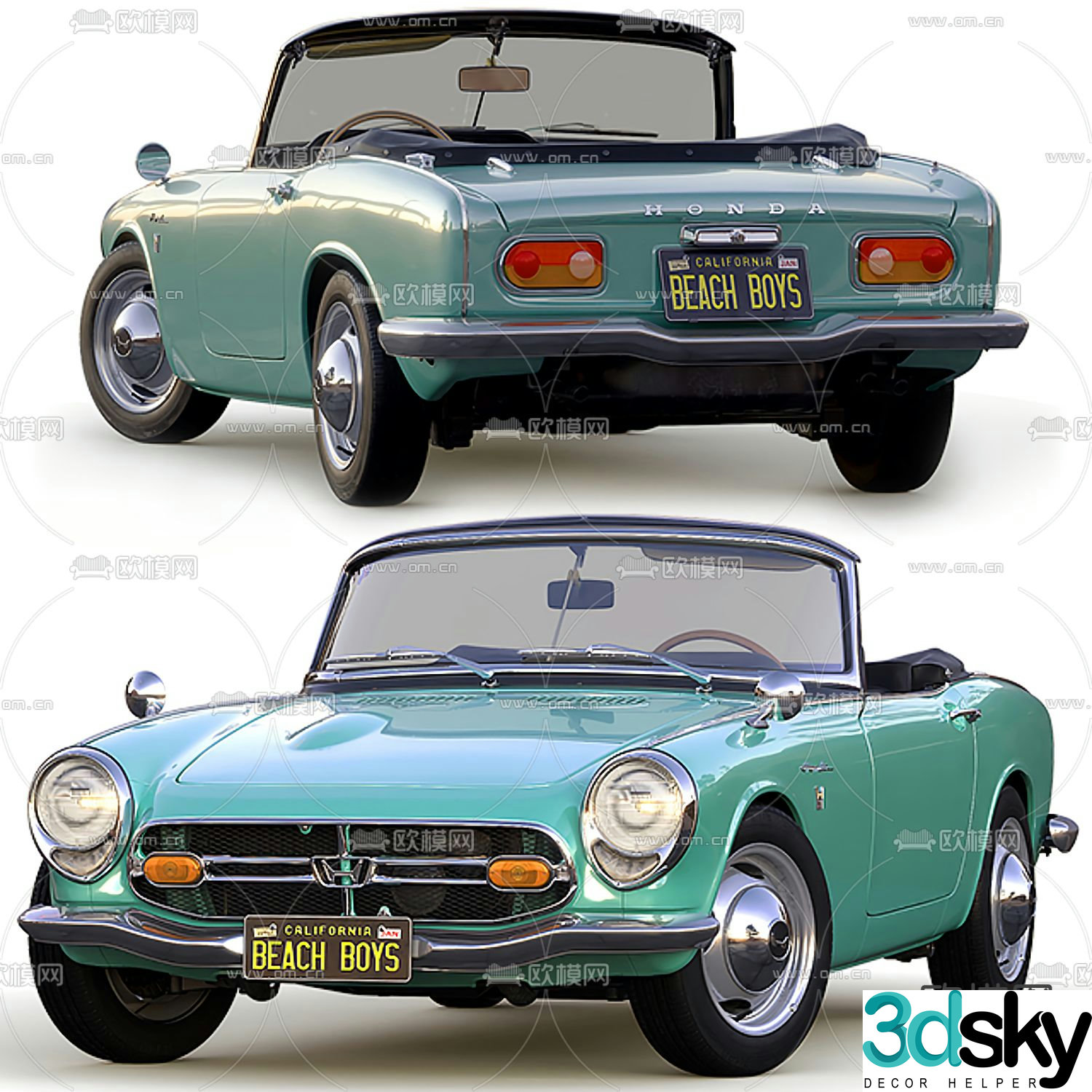 classic car retro sports car convertible 3d model