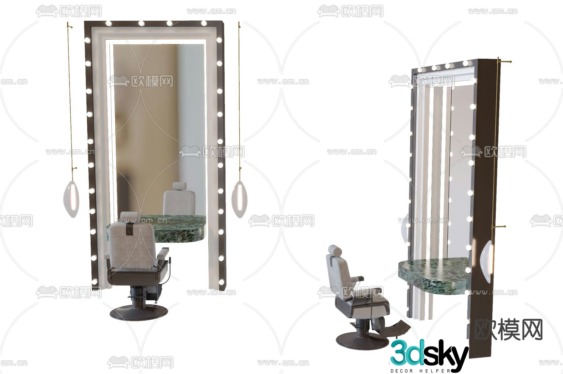 Barber table barber chair 3d model