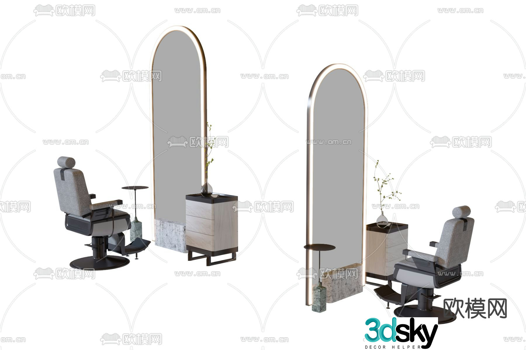 Barber table barber chair 3d model