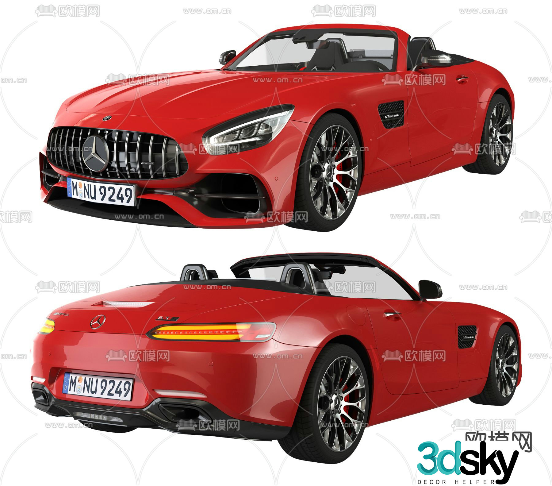 mercedes mercedes convertible sports car 3d model
