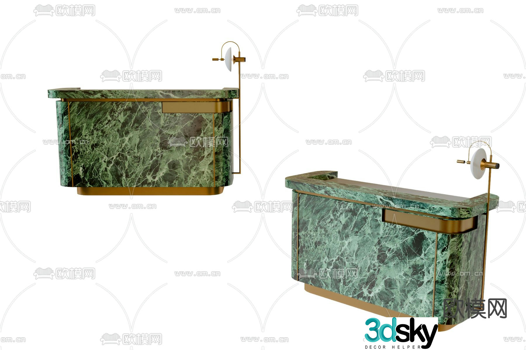 Light luxury reception desk service desk 3D model