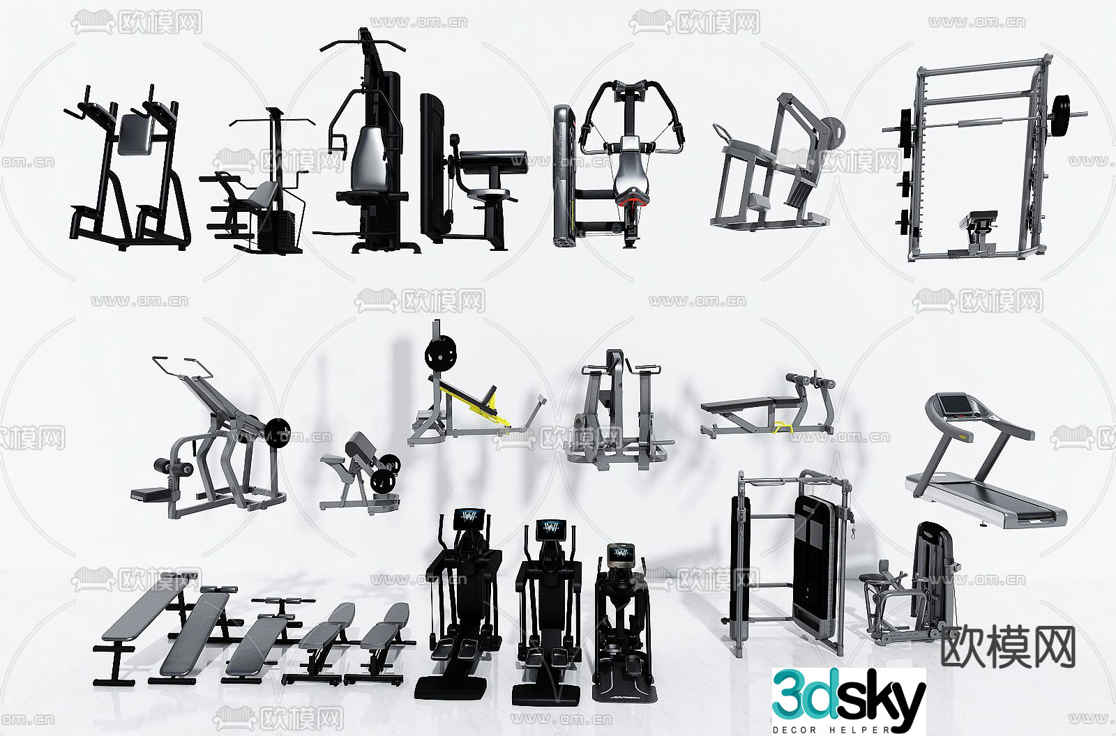 Modern fitness equipment 3d model