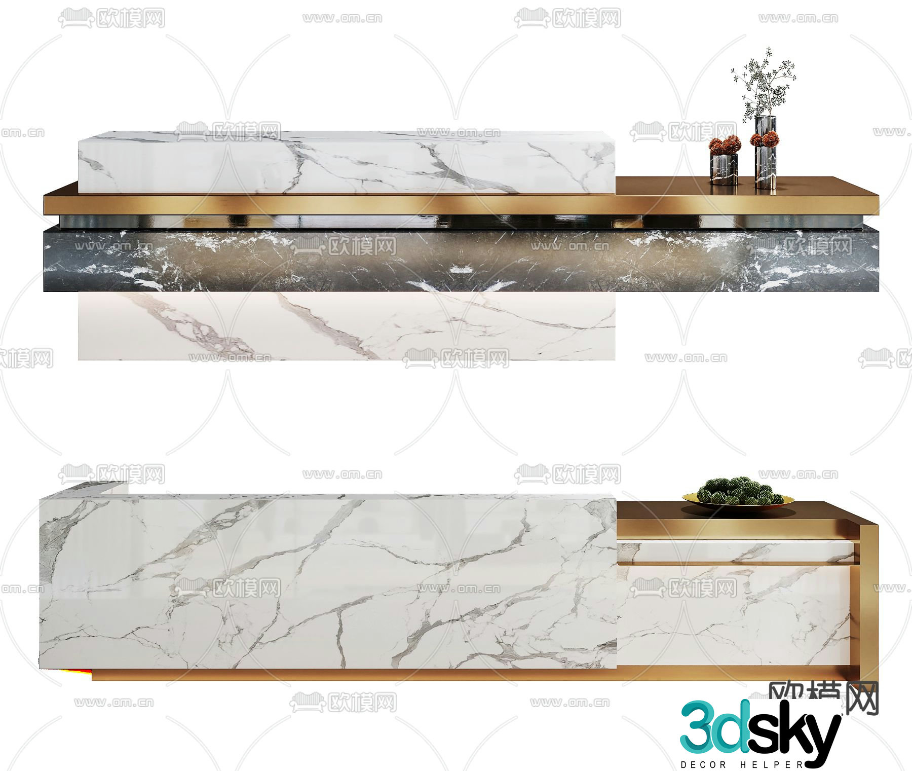 reception desk front desk service desk 3d model