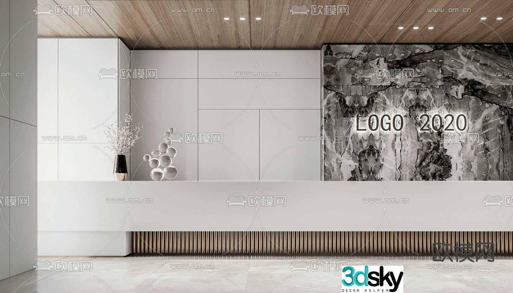 Front desk reception desk service desk 3d model