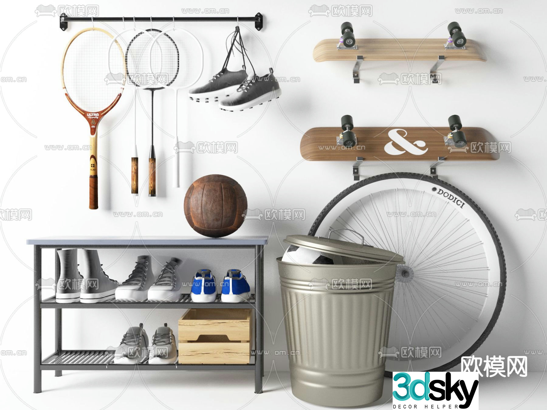 skateboard badminton sneakers 3d model
