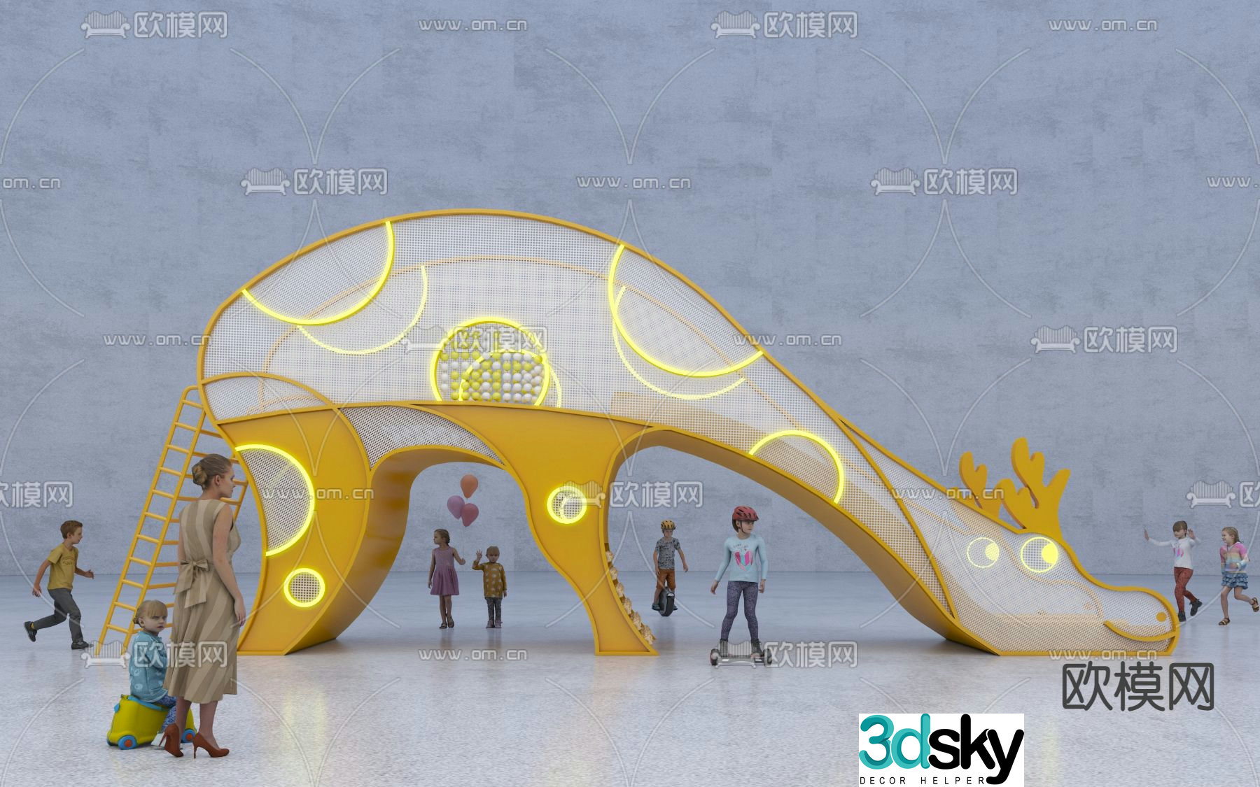 Children's theme slide giraffe slide 3d model