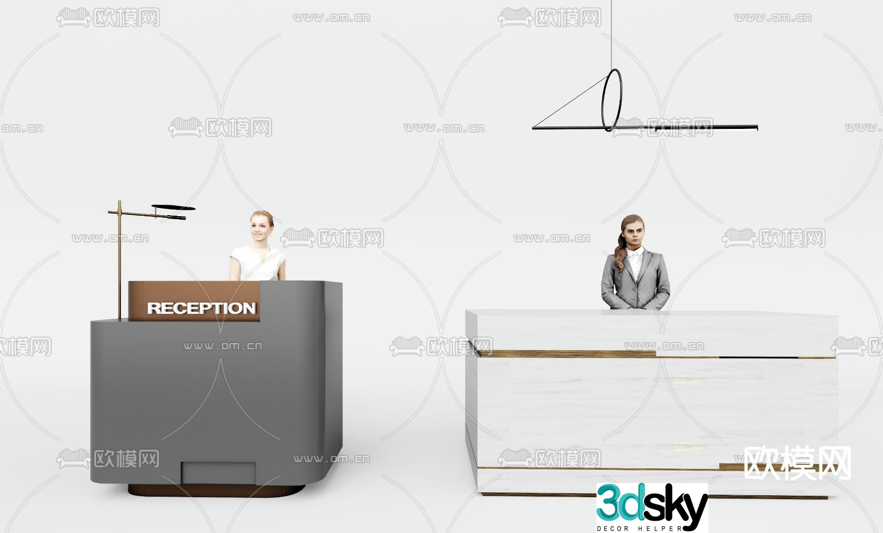 Modern front desk reception desk 3d model