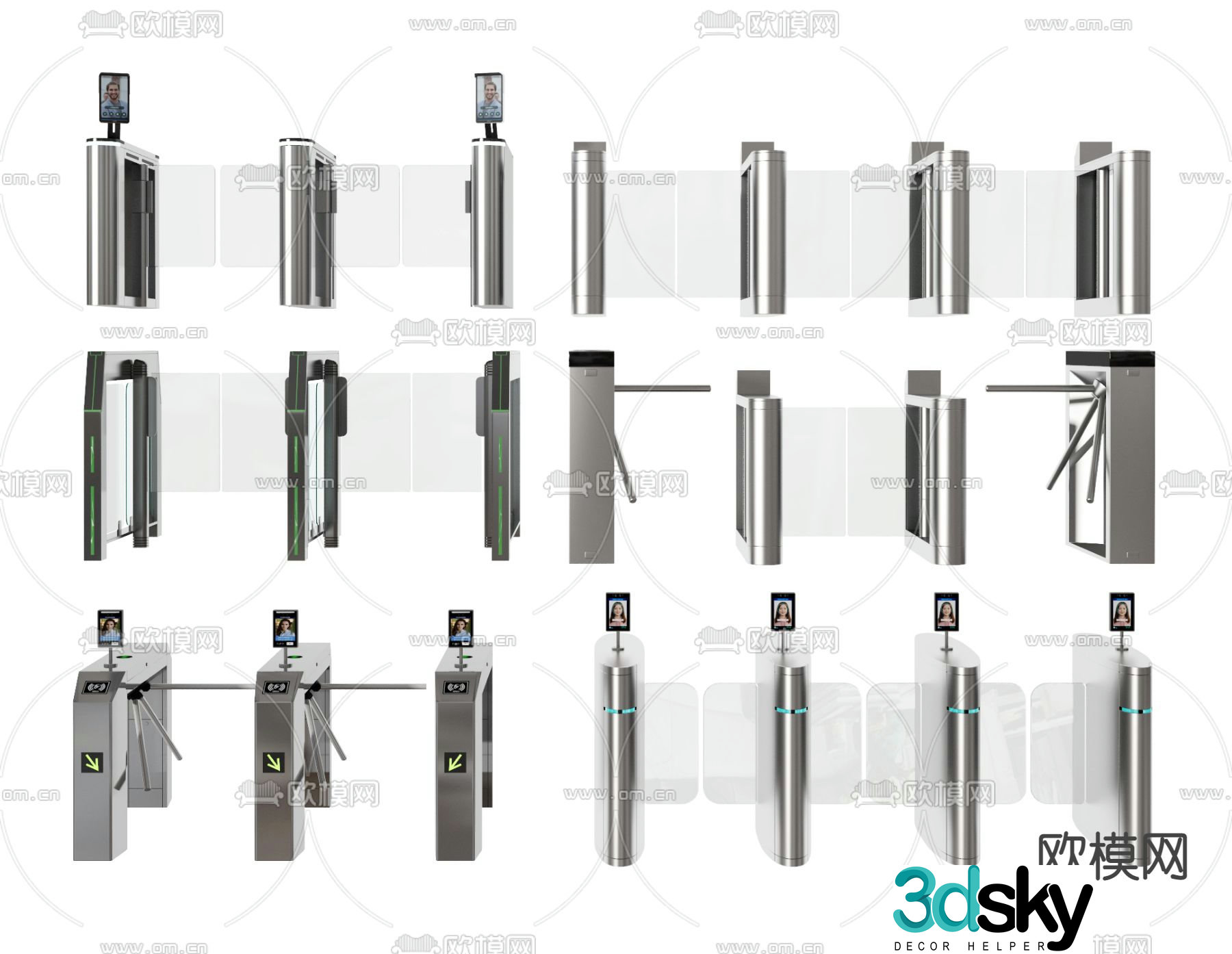 Automatic door, gate, gate, face recognition machine 3d model