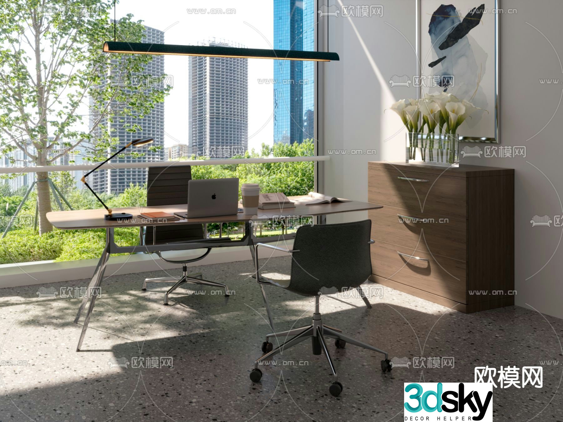 Executive desk desk 3d model