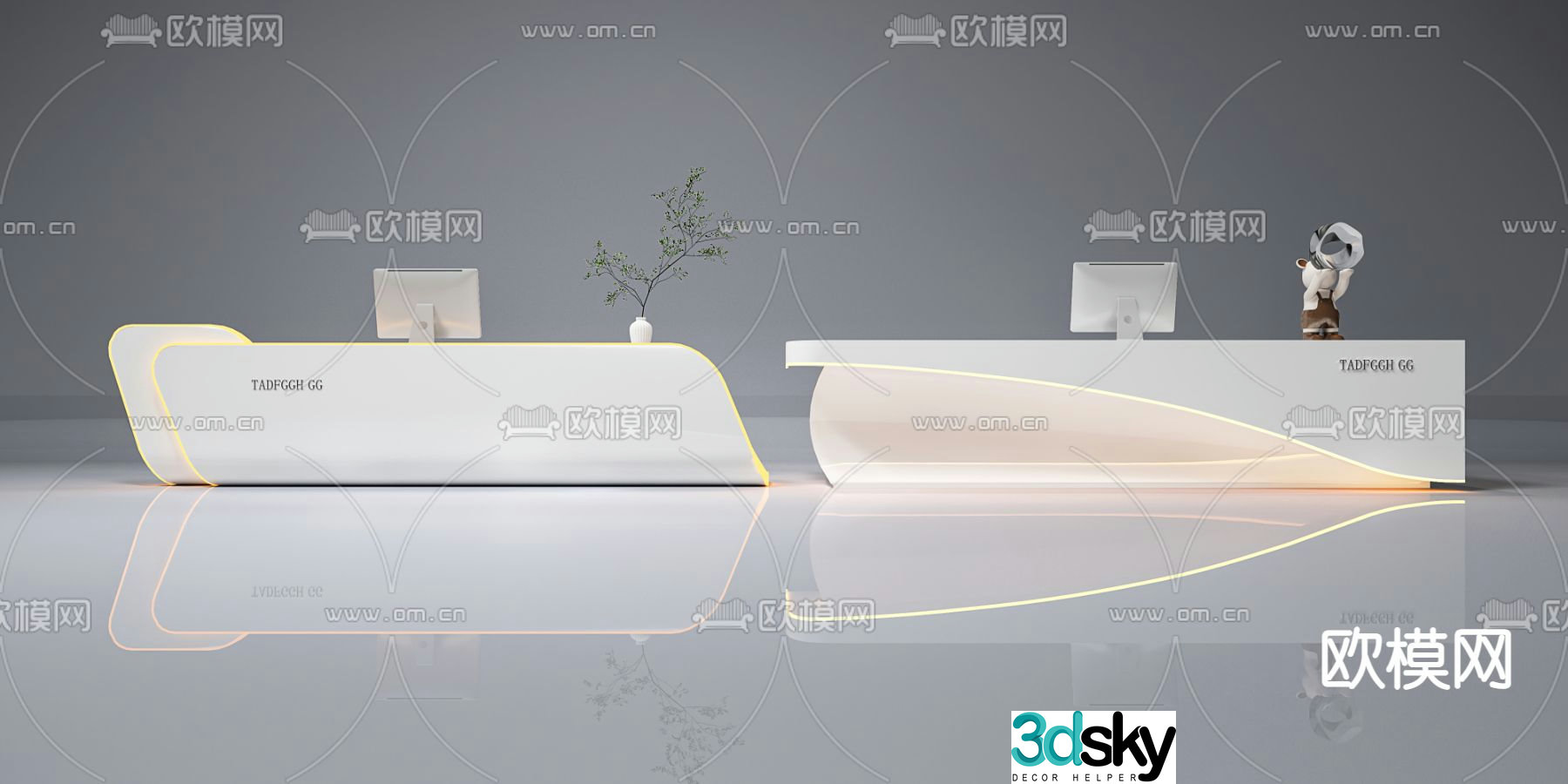 reception desk front desk service desk 3d model