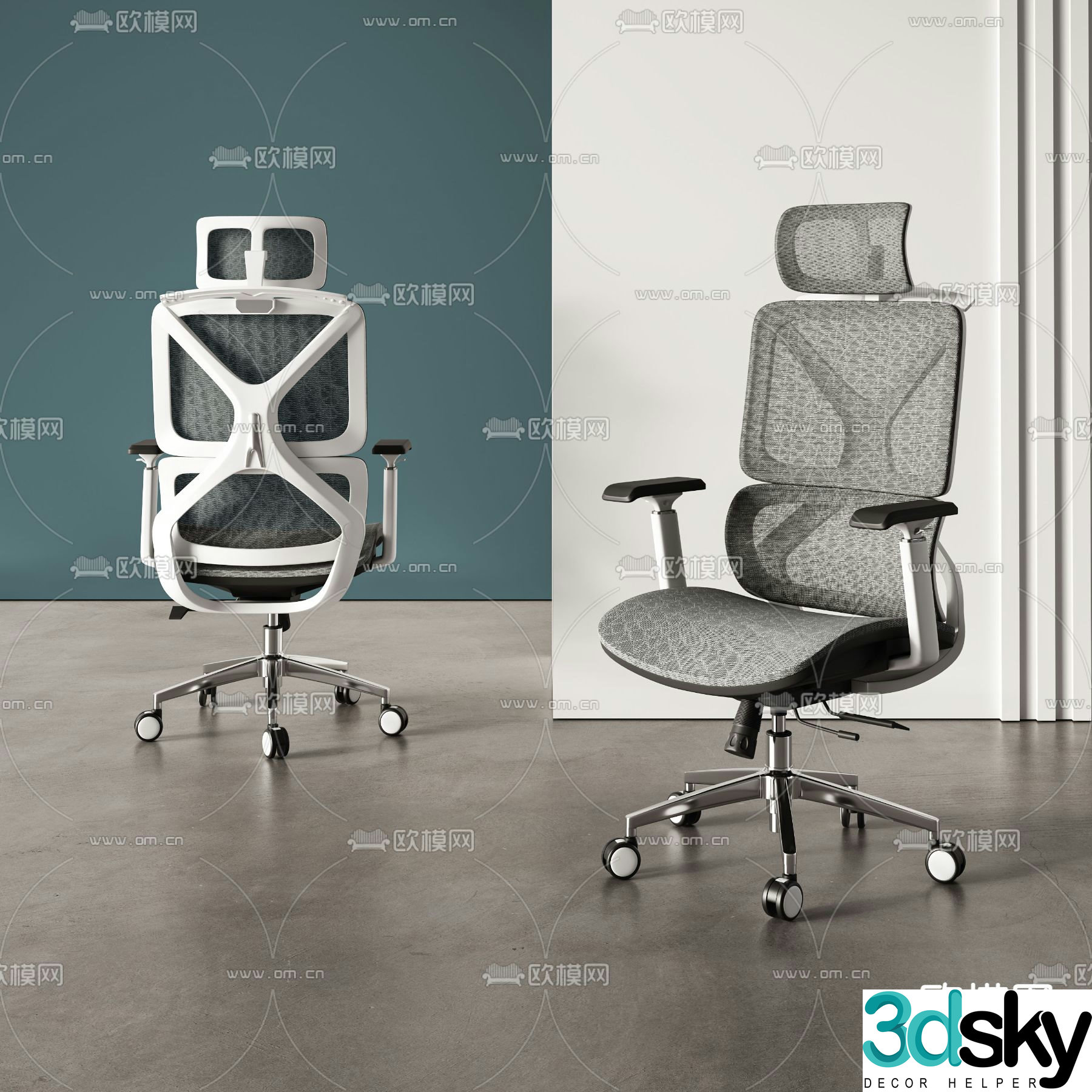 Office chair staff chair class chair 3d model