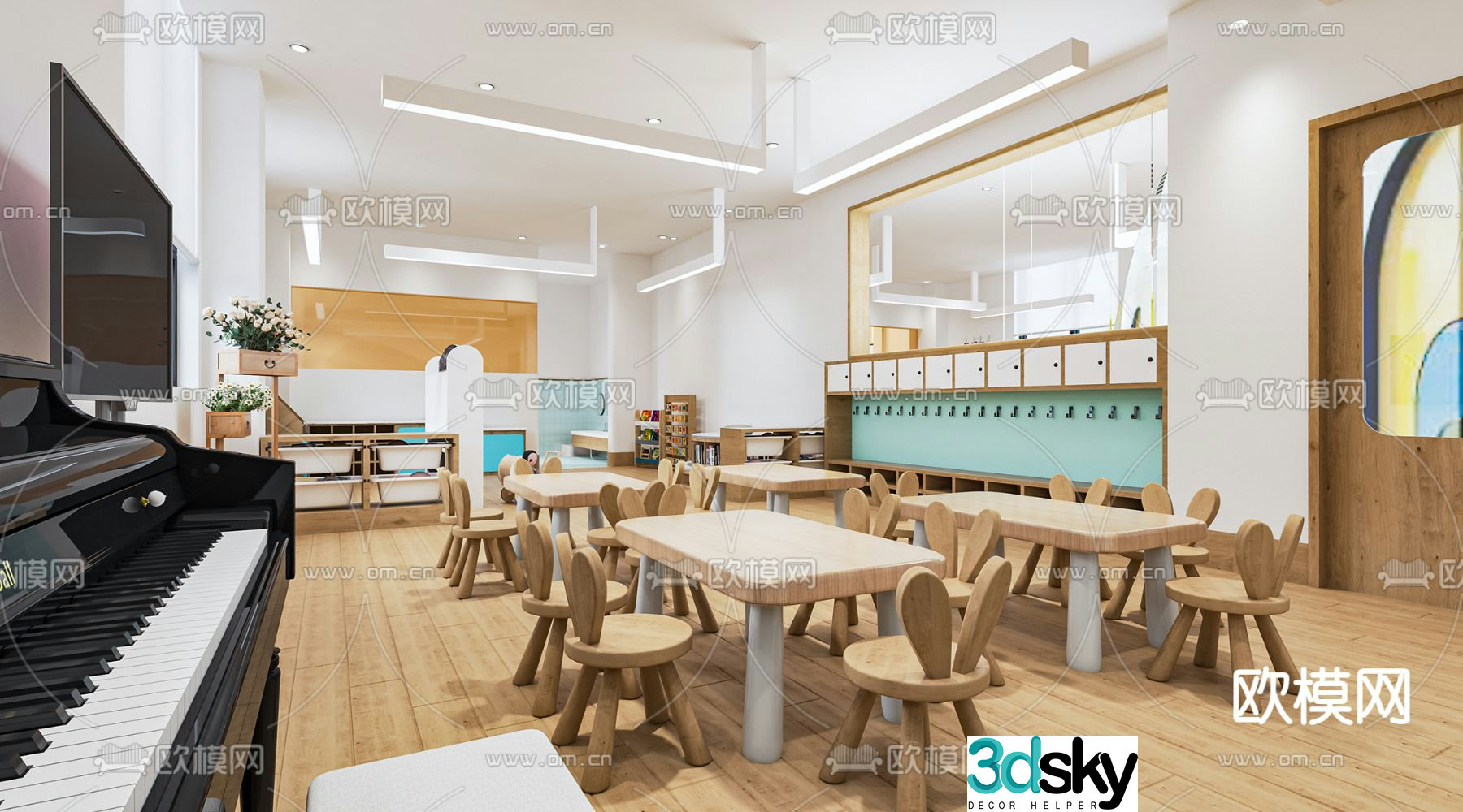 Nordic kindergarten Music and sports room Music classroom 3d model