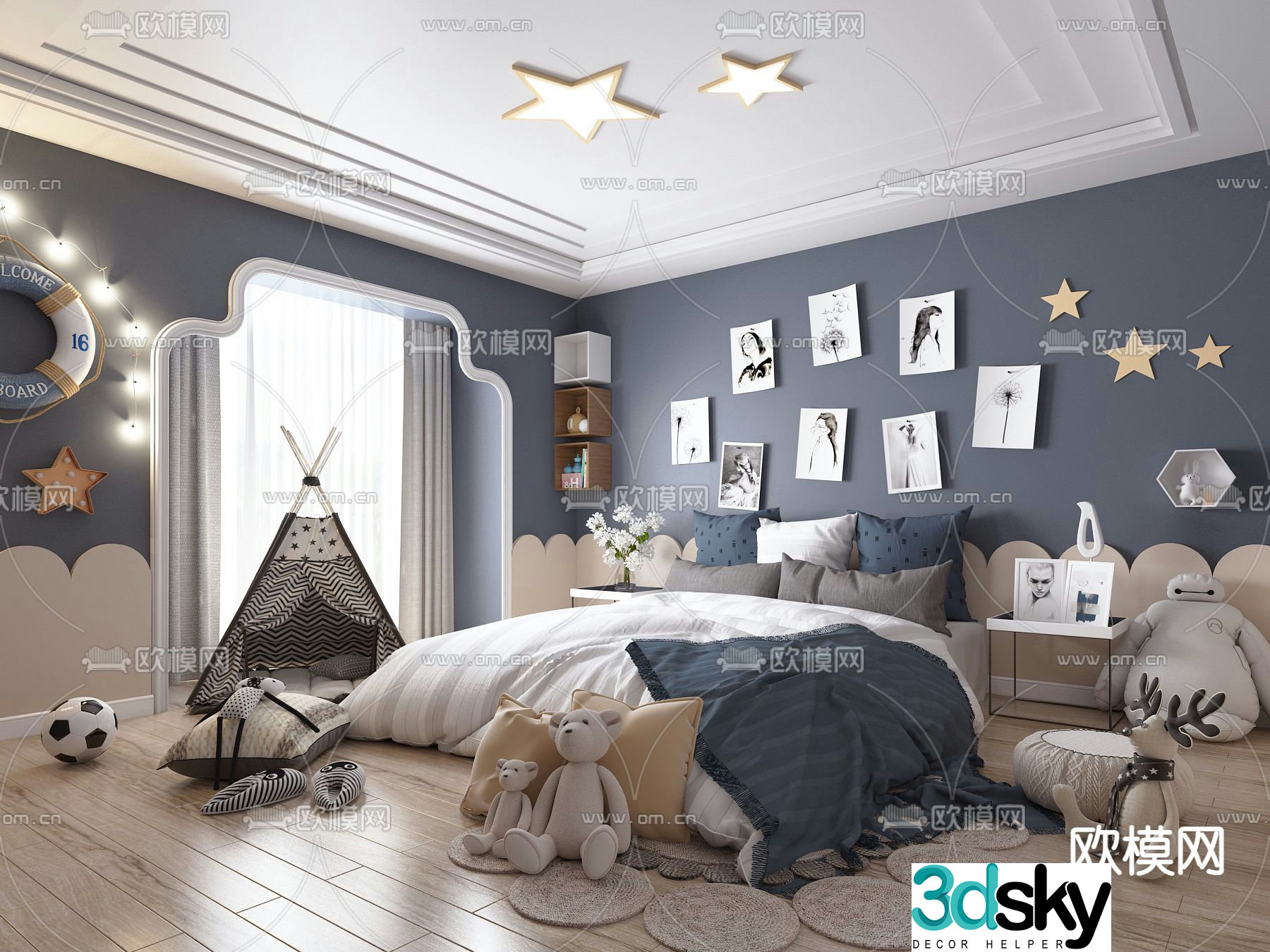 Nordic children’s bed 3d model