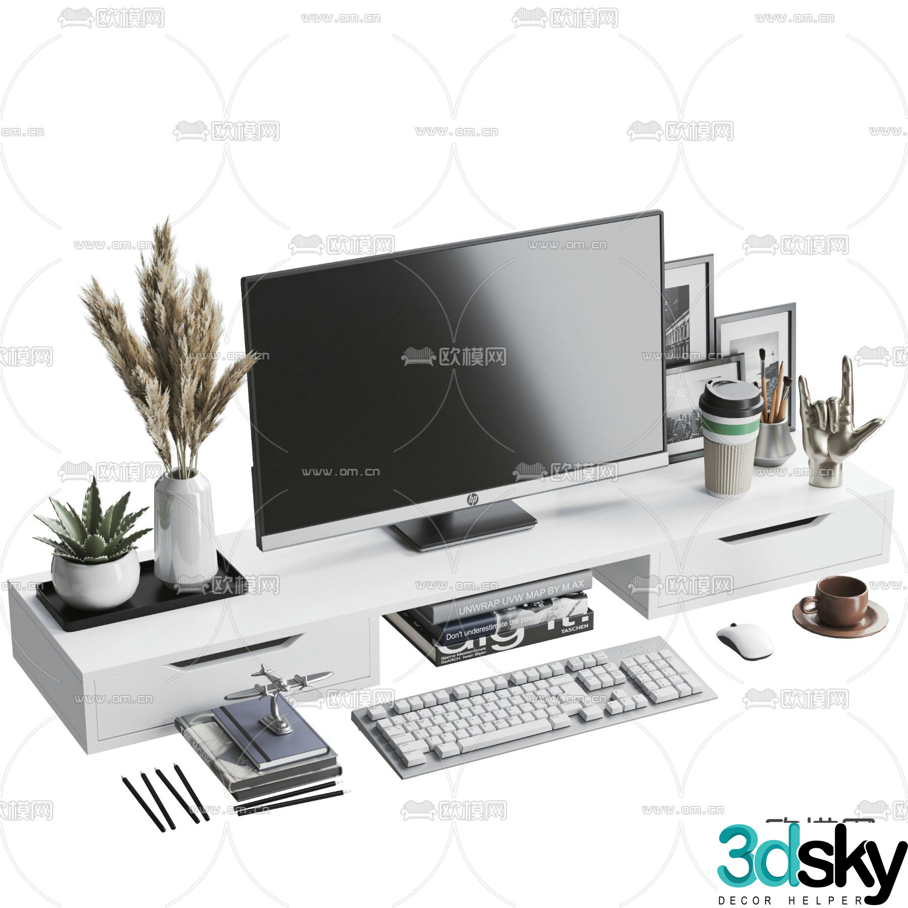 computer office supplies 3d model
