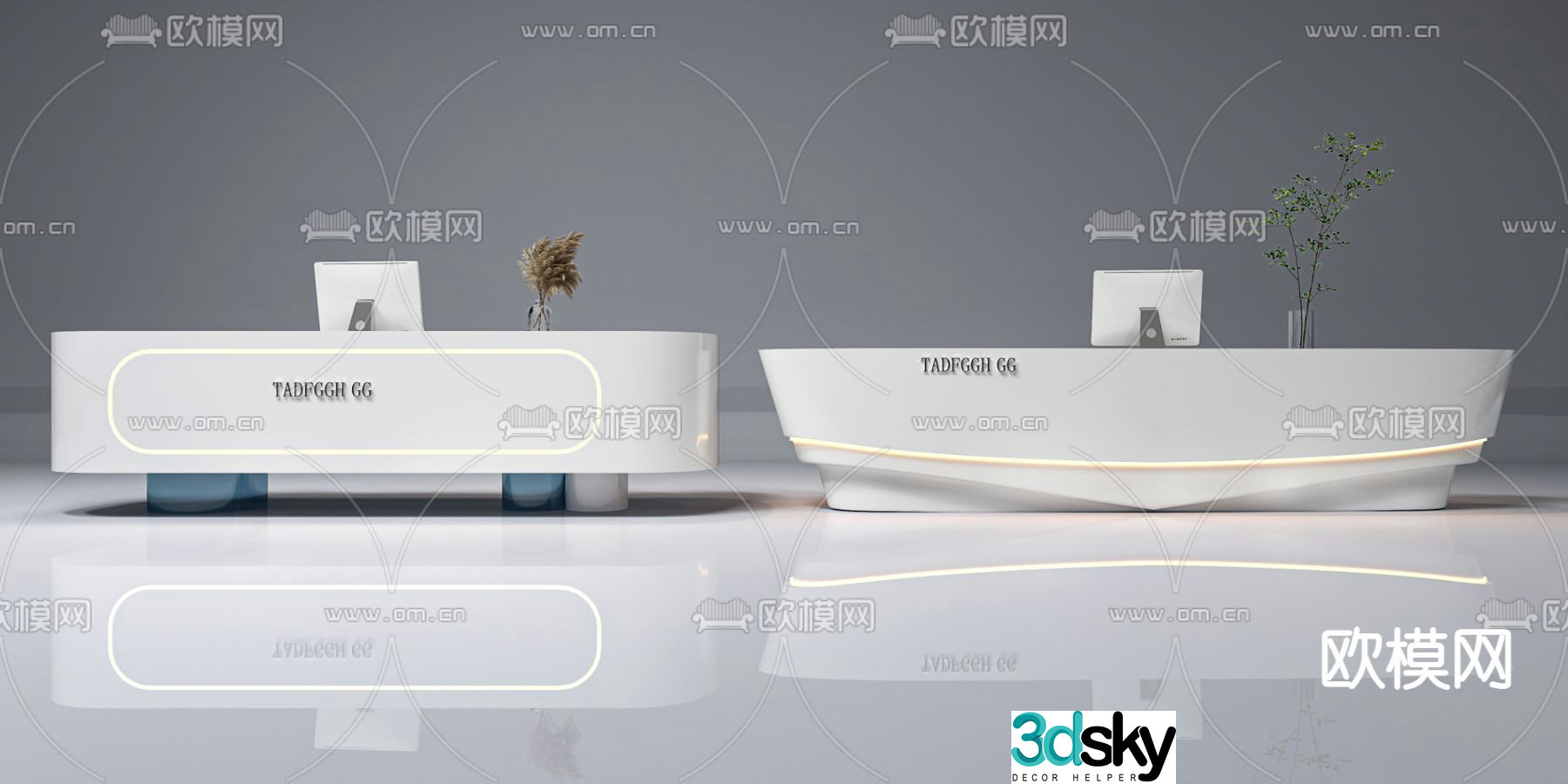 Company front desk reception desk 3d model