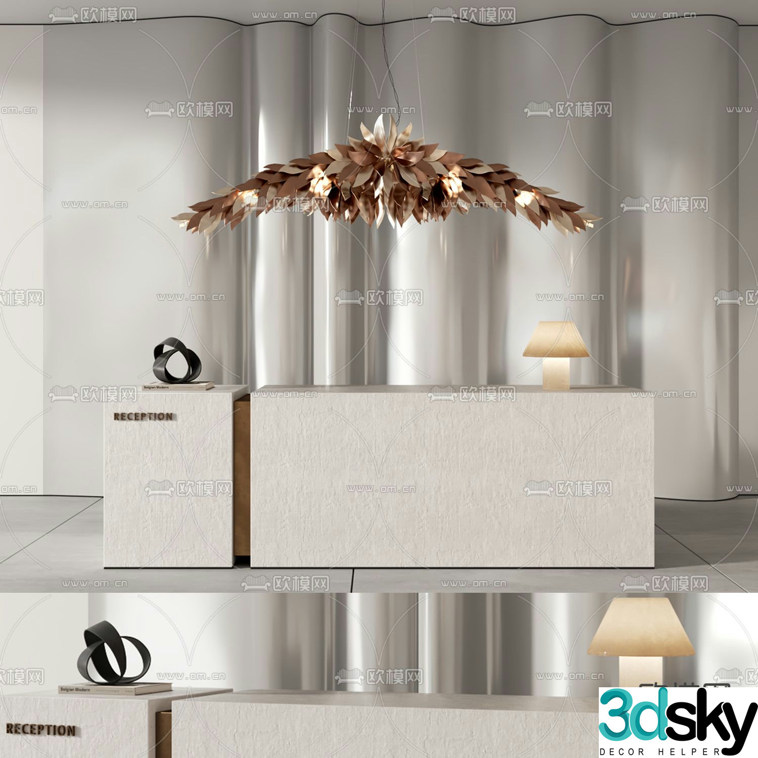 Modern front desk reception desk service desk 3d model