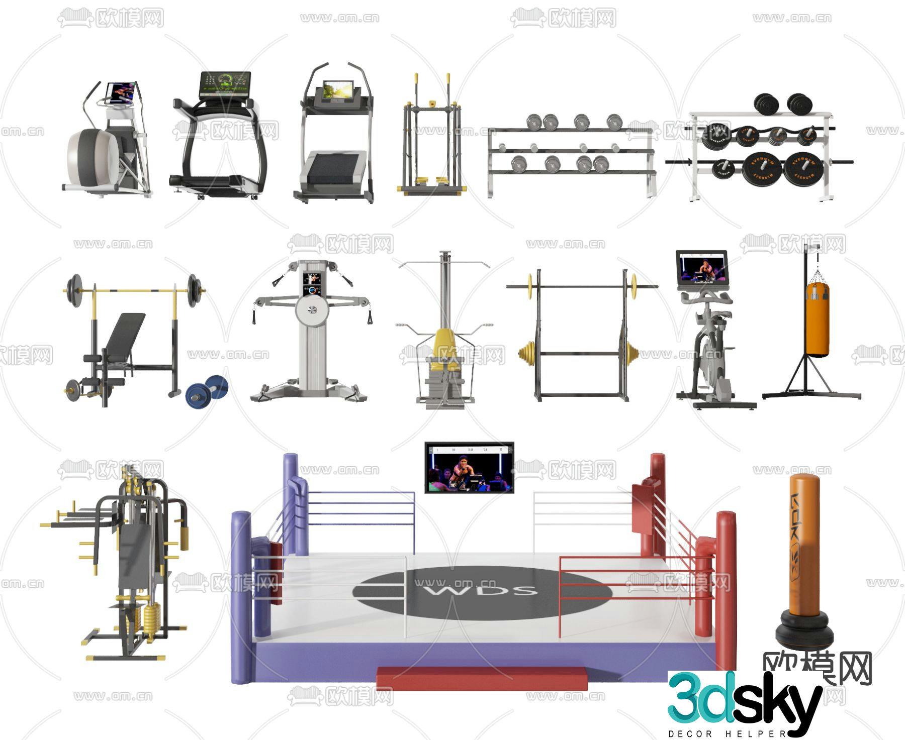 Fitness equipment treadmill ring 3d model