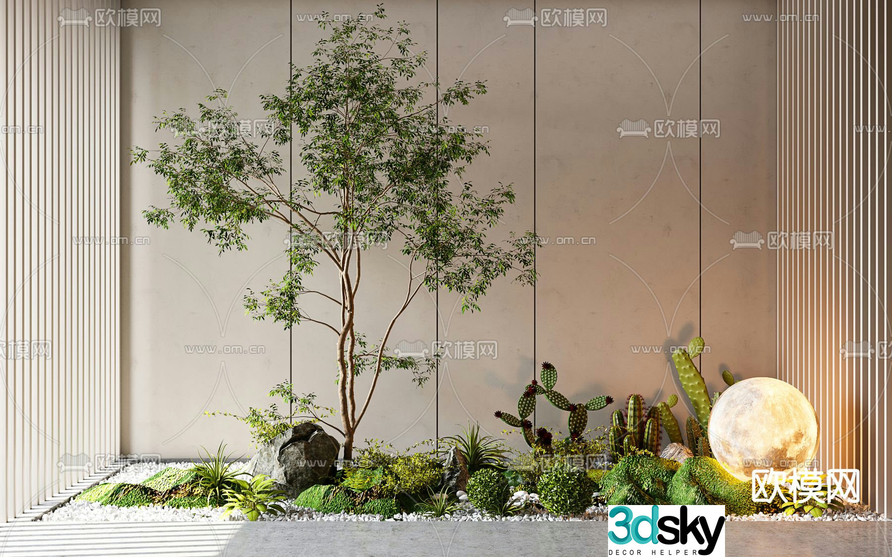 Indoor landscaping plant pile 3d model
