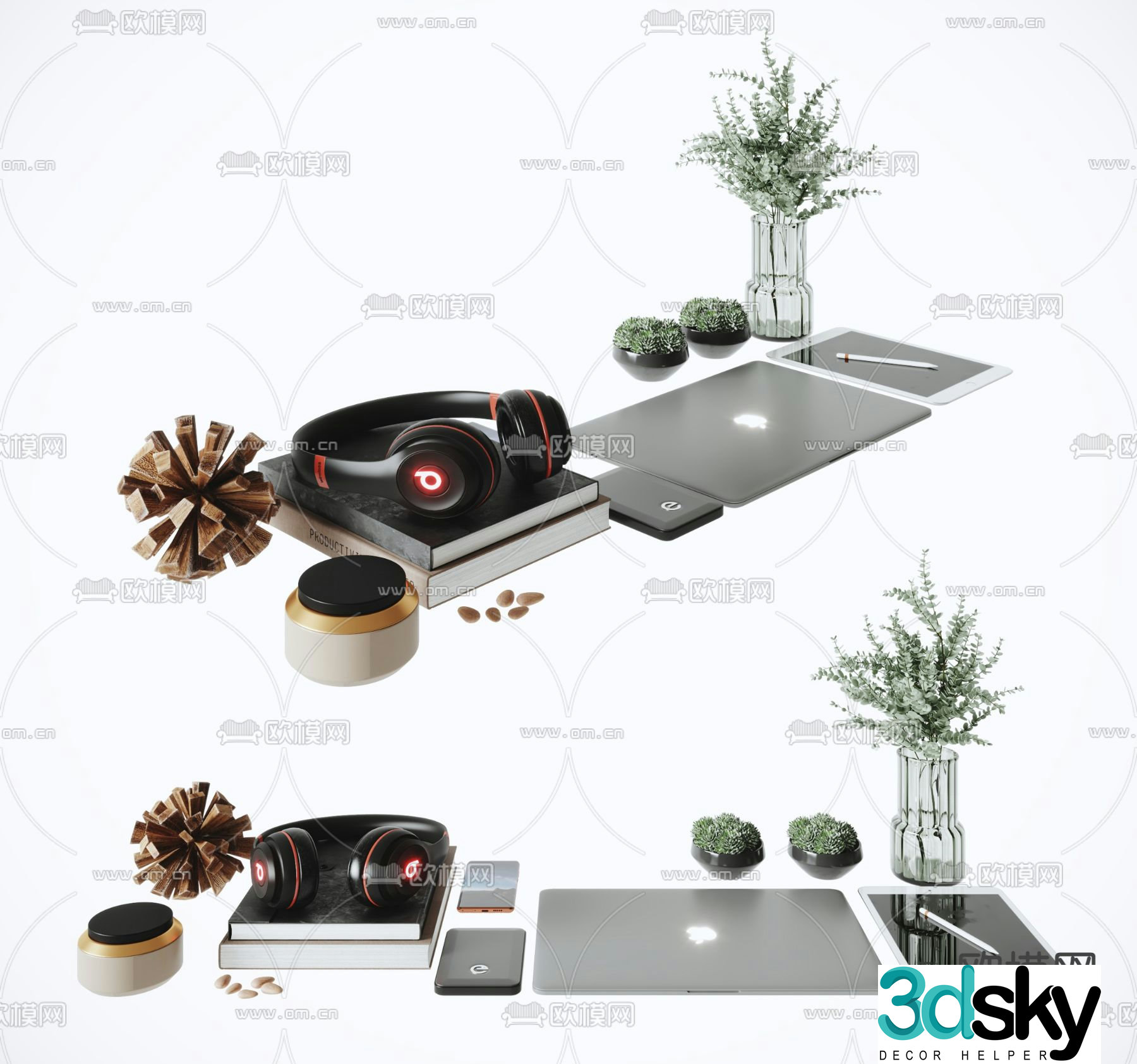 office supplies computer headphones 3d model