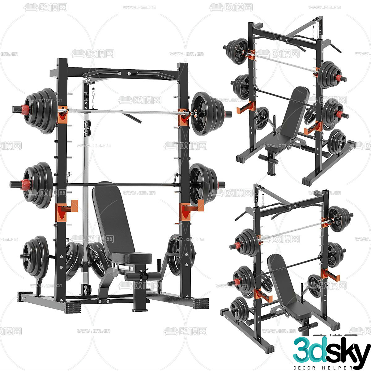 Fitness equipment weightlifting 3d model