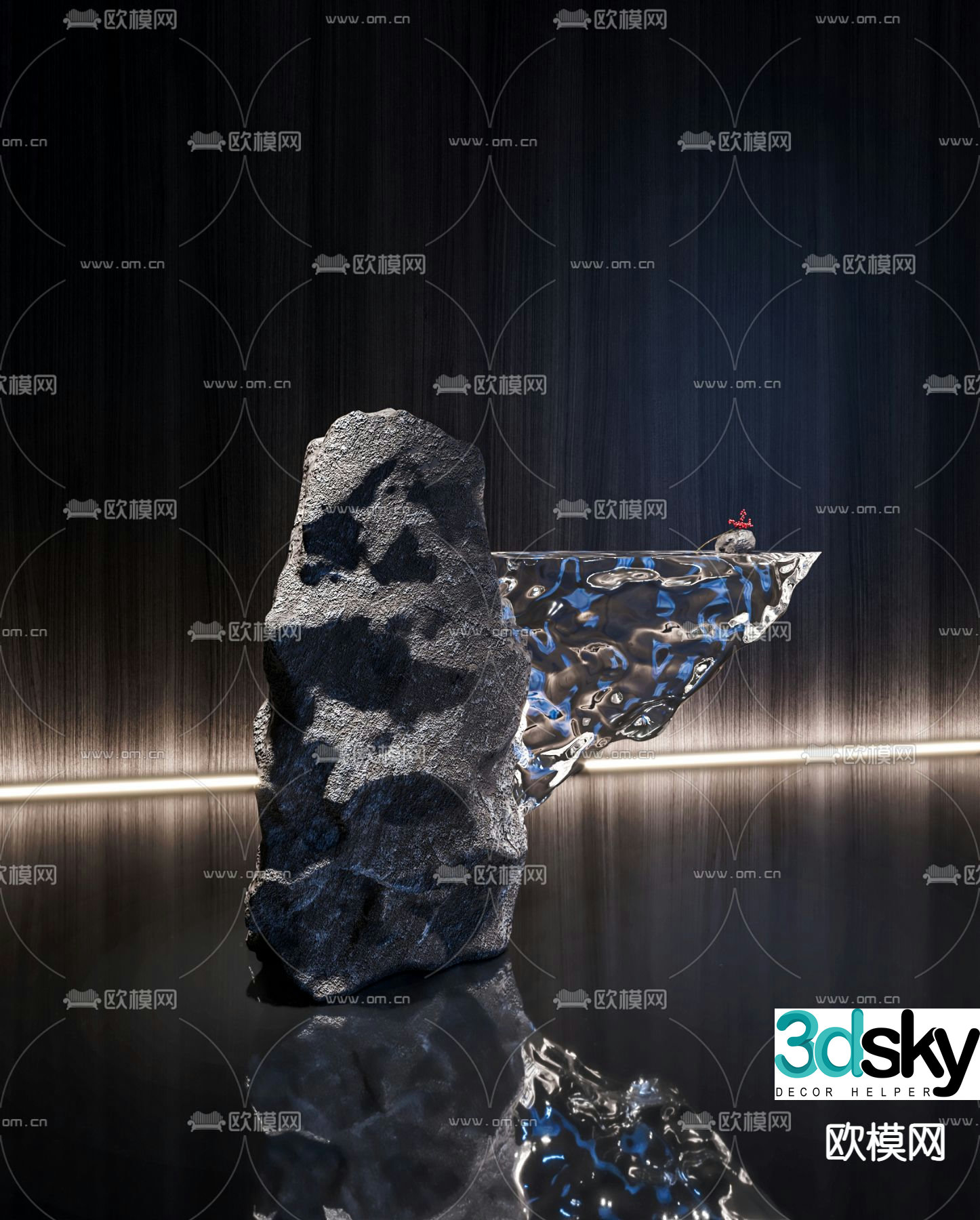 Stone service desk reception desk welcome desk 3d model