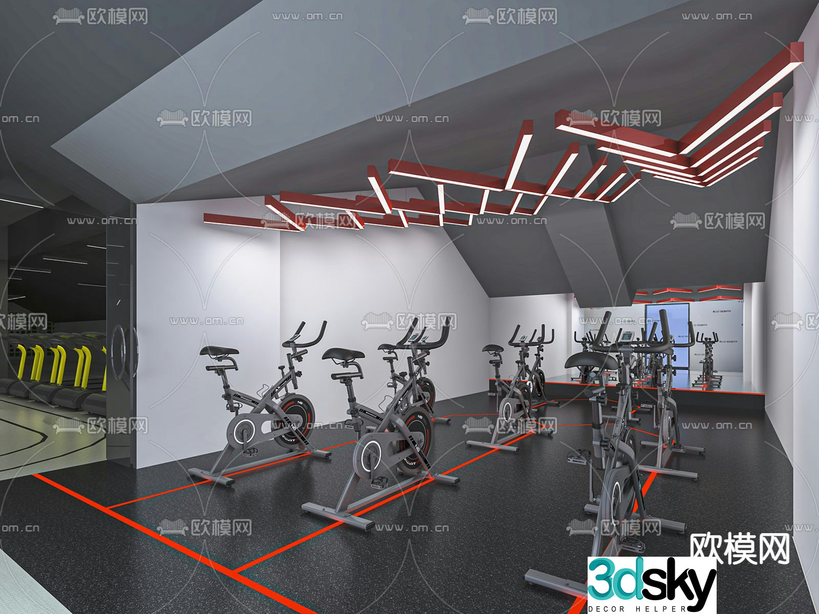 Modern gym 3d model