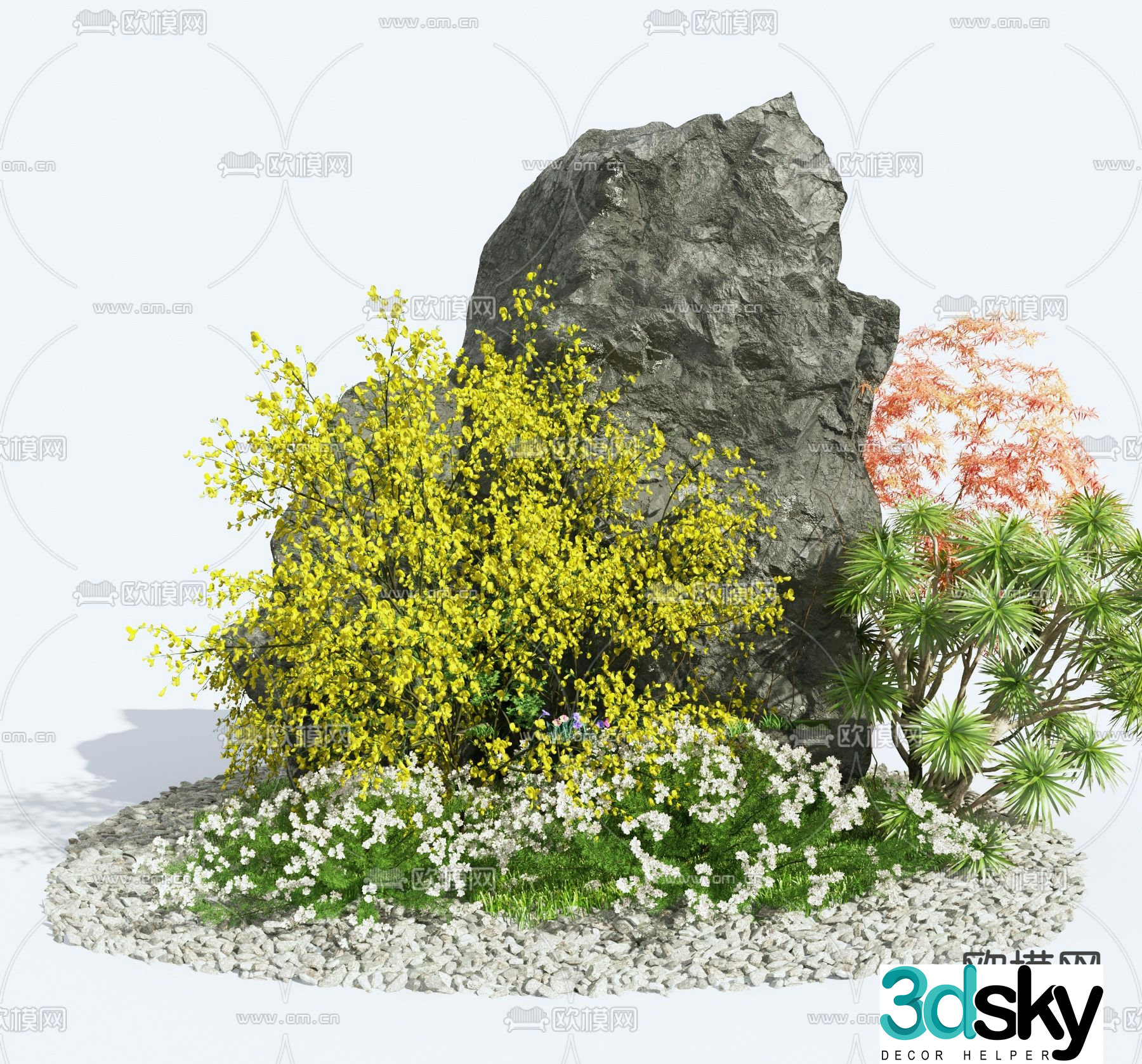 Rockery gardening sketch 3d model