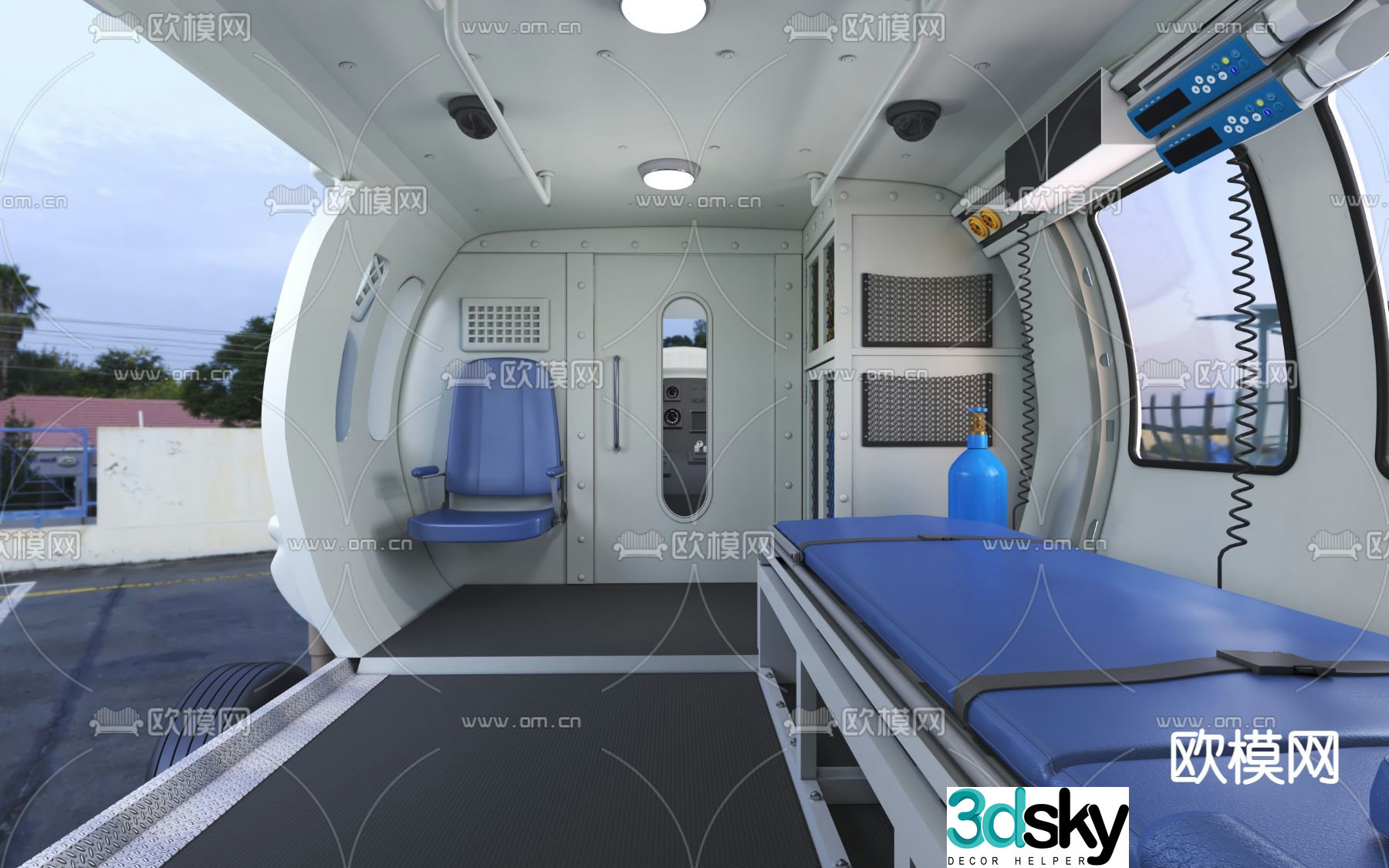 Medical rescue helicopter cabin 3d model
