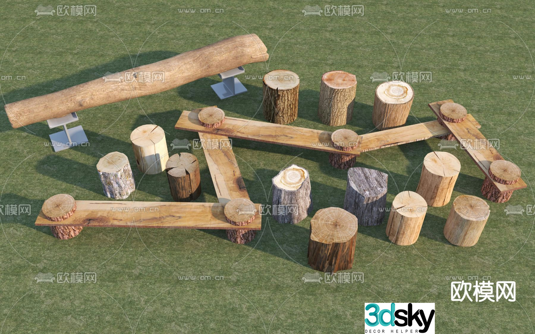 wooden pile wooden pier wood 3d model