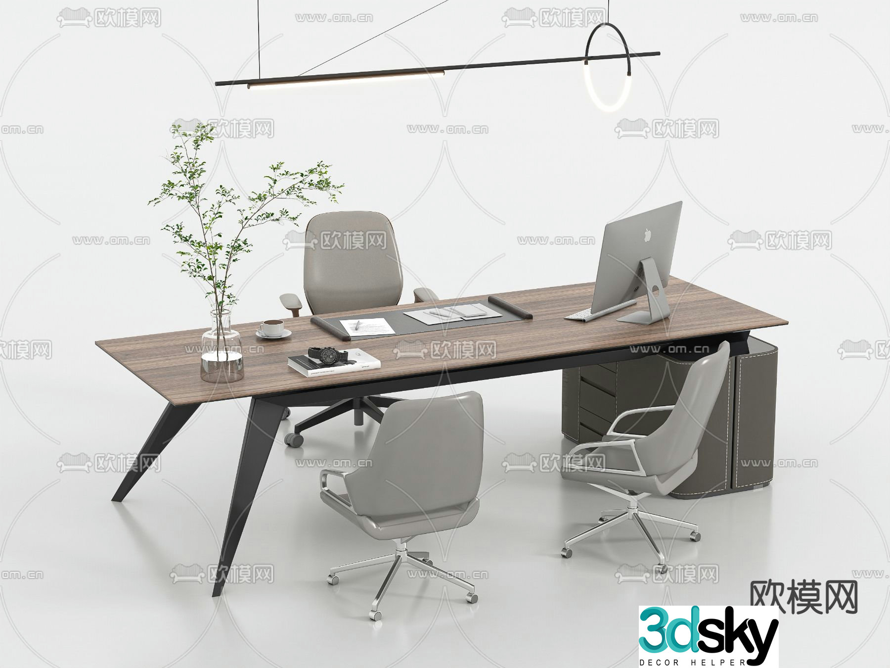 Modern office desk and chair desk table 3d model