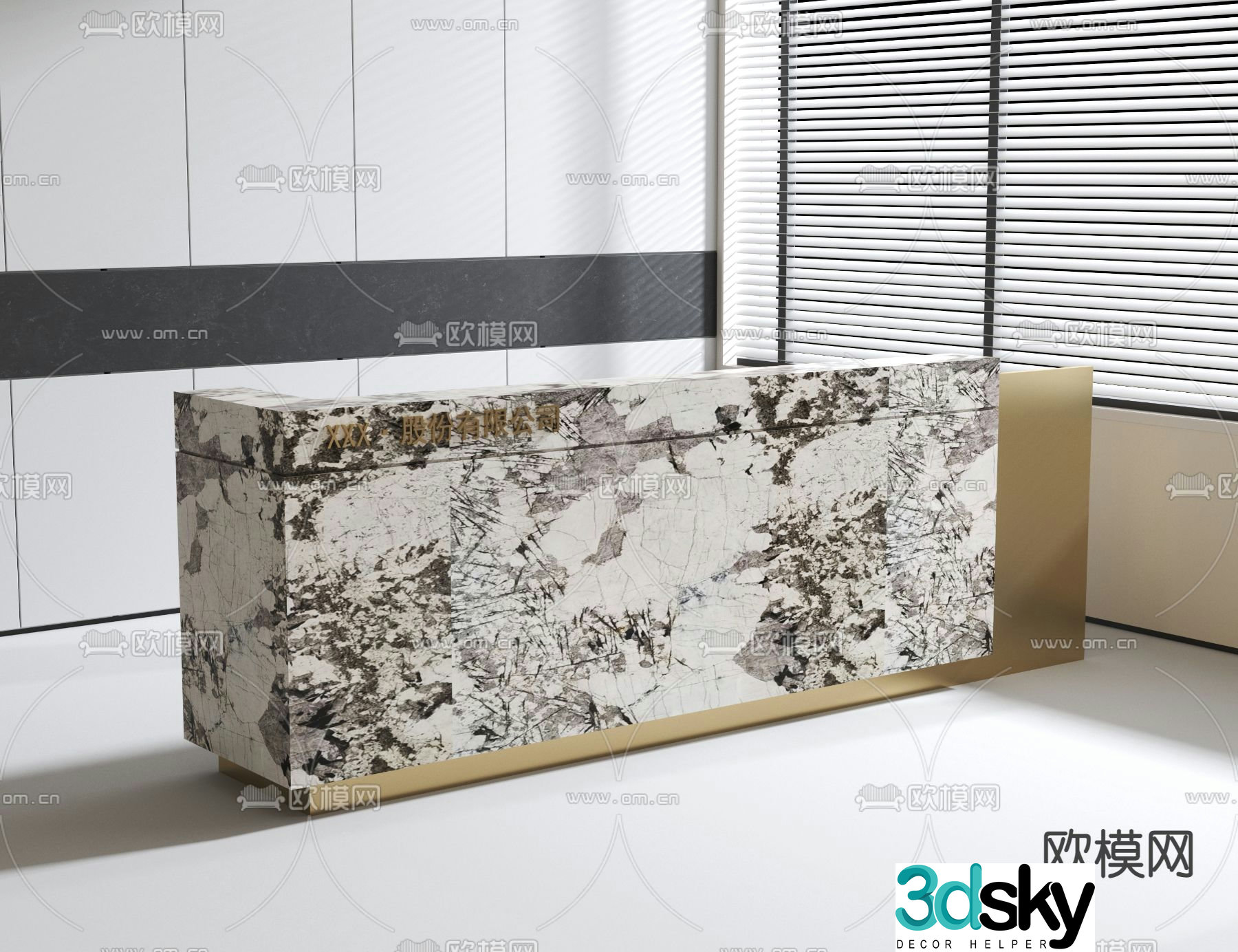 Front desk reception desk service desk 3d model