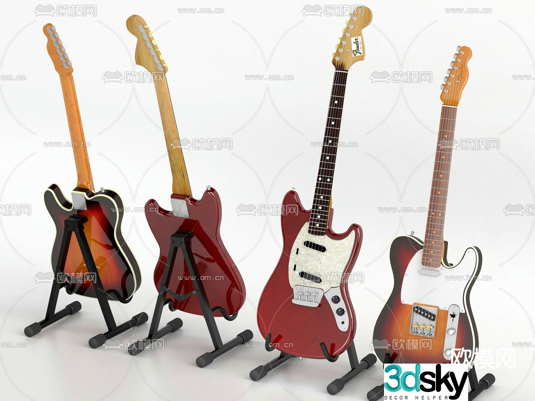 guitar bass musical instrument 3d model