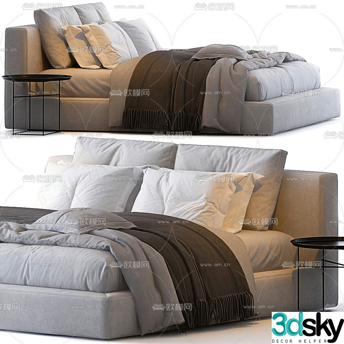 Modern double bed 3d model