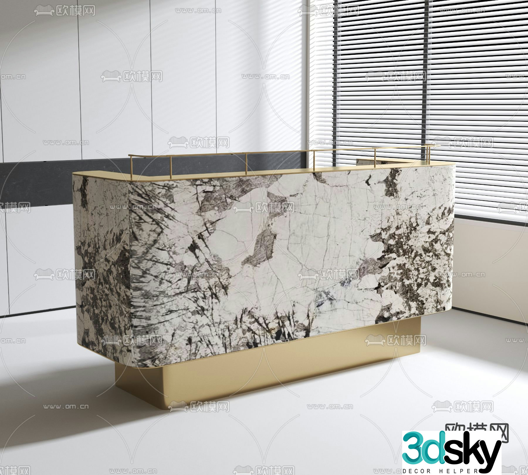 Front desk reception desk service desk 3d model