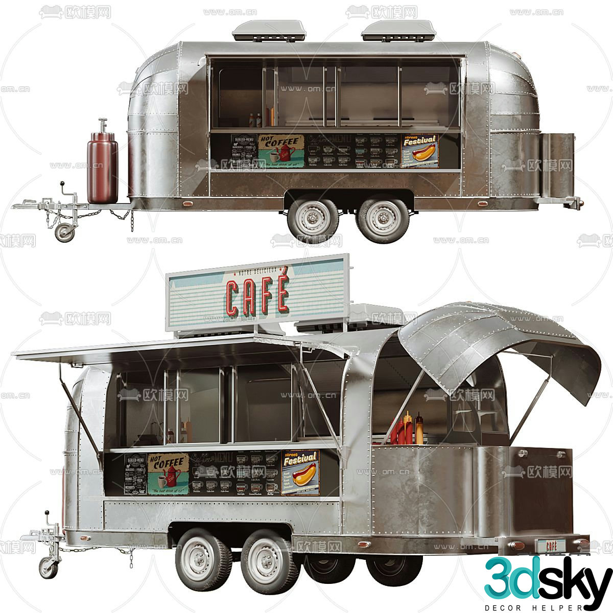 Outdoor coffee stall cart vending cart 3d model