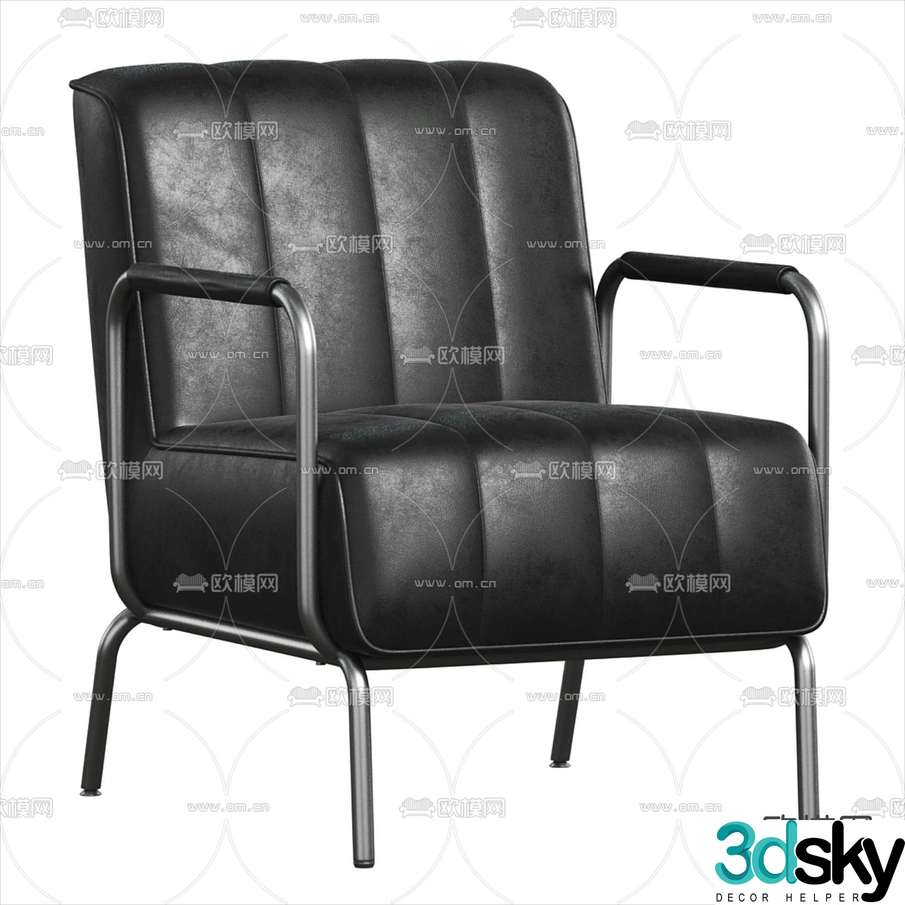 Leather office sofa reception chair 3d model