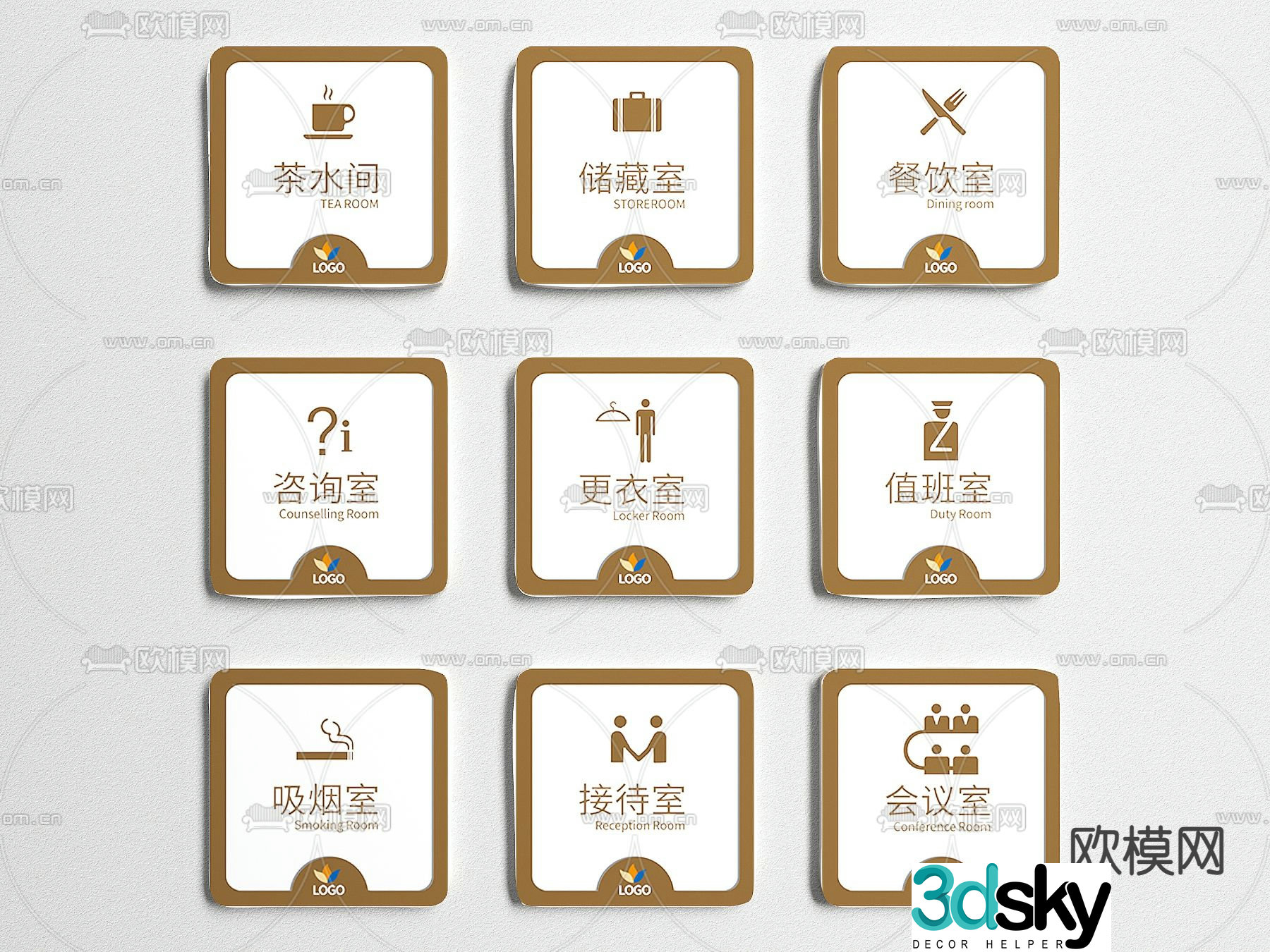 Company guide sign house number 3d model