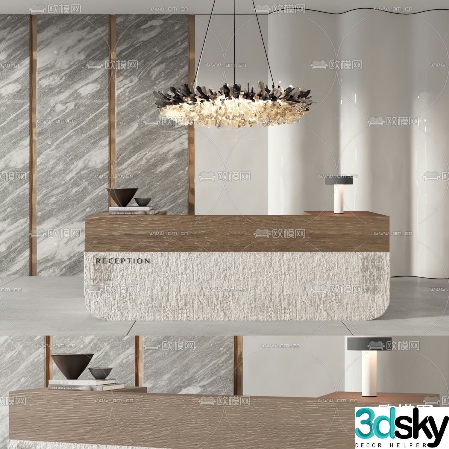 Front desk reception desk service desk 3d model