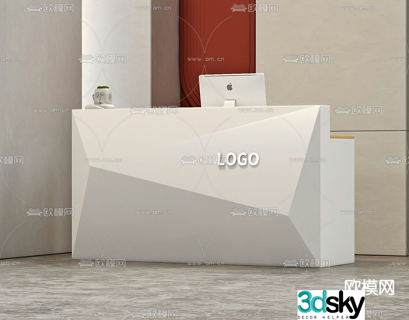 Front desk service desk 3d model