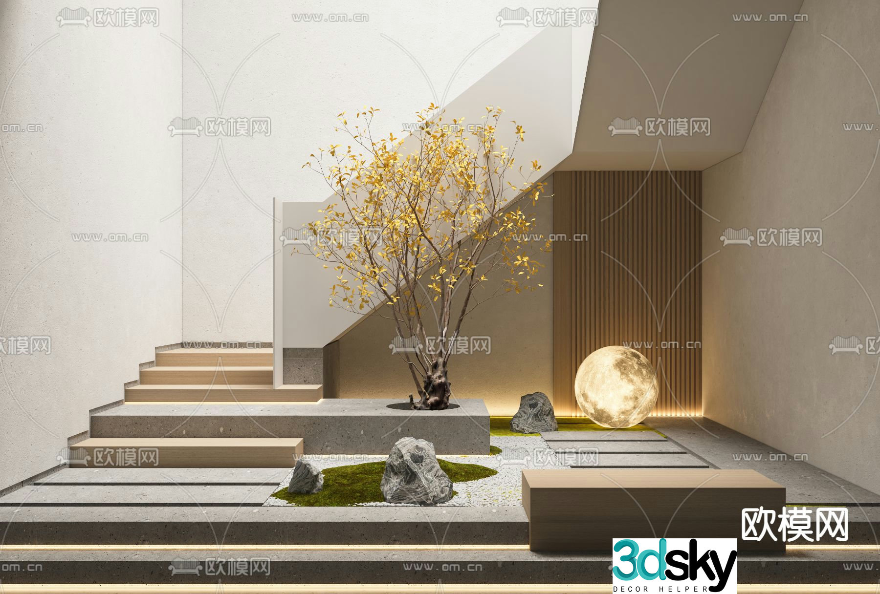 Stairwell landscaping gardening sketch 3d model