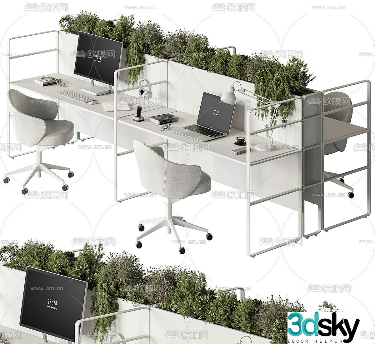 Card space desk workstation 3D model