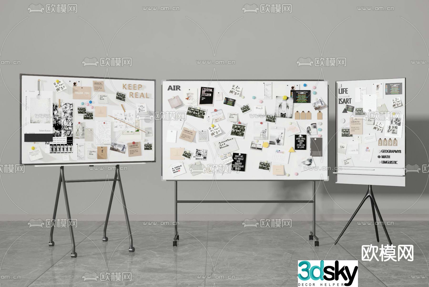 Mobile drawing board sticky note wall sticky note whiteboard 3D model